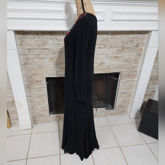 Soft Surroundings boho long sleeve stretch knit embroidered maxi dress size‎ XS - Picture 5 of 9